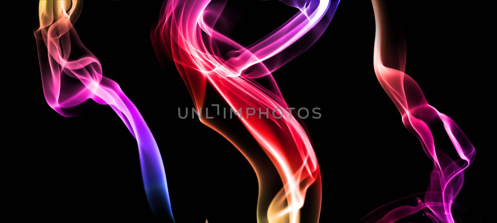 Set of colored smoke on a dark background