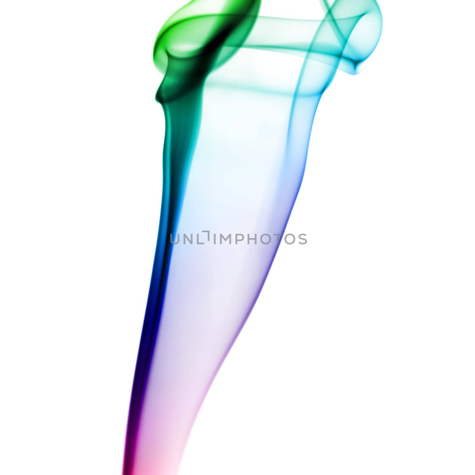Abstract bright colored smoke on a white background.