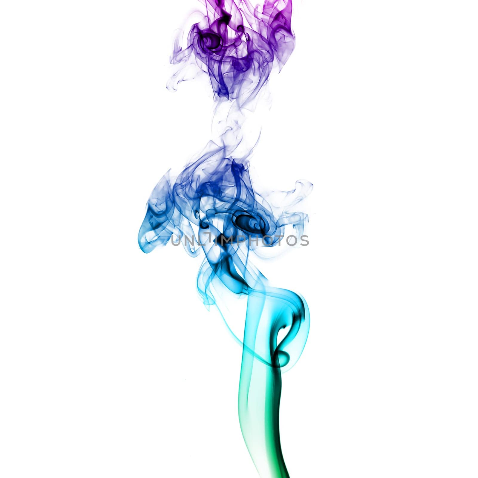 Abstract bright colored smoke on a white background.