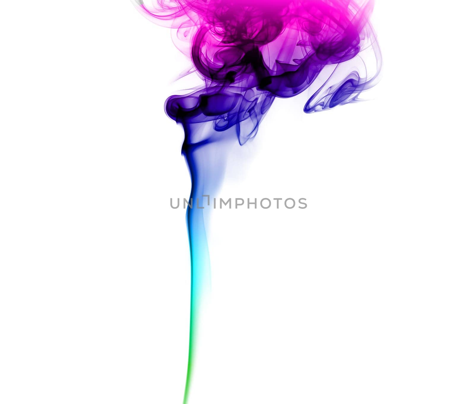 Abstract bright colored smoke on a white background.