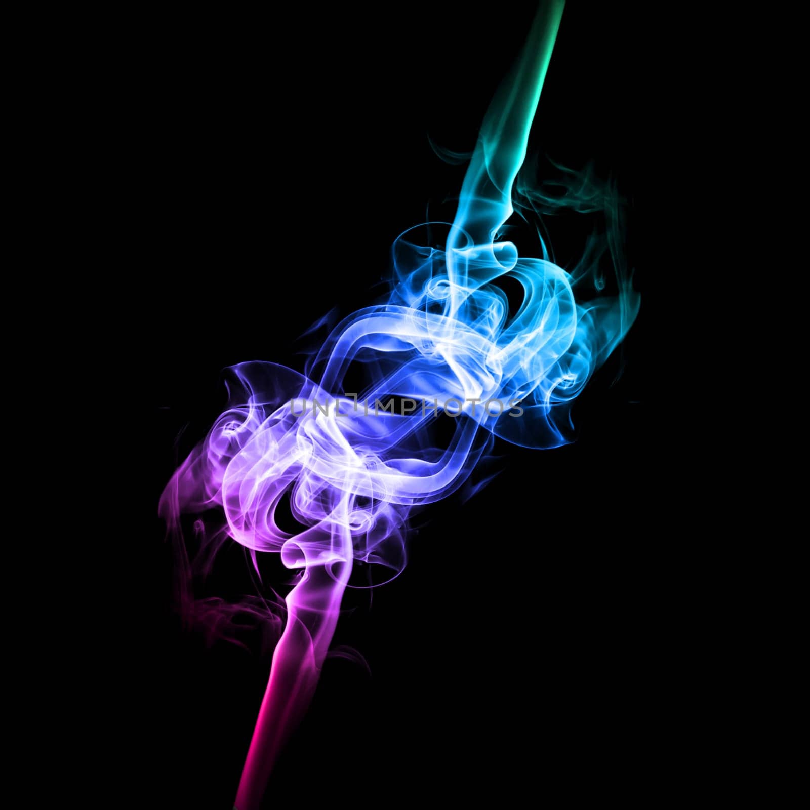 Abstract bright colored smoke on a dark background.
