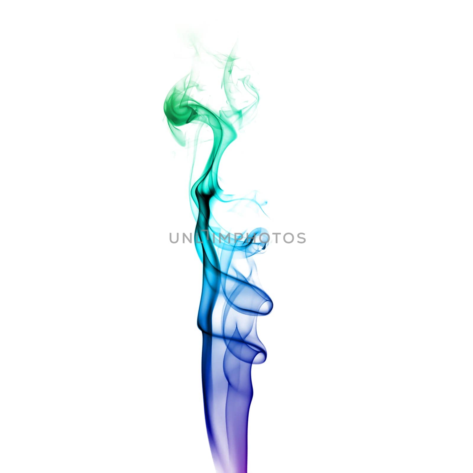 Abstract bright colored smoke on a white background.