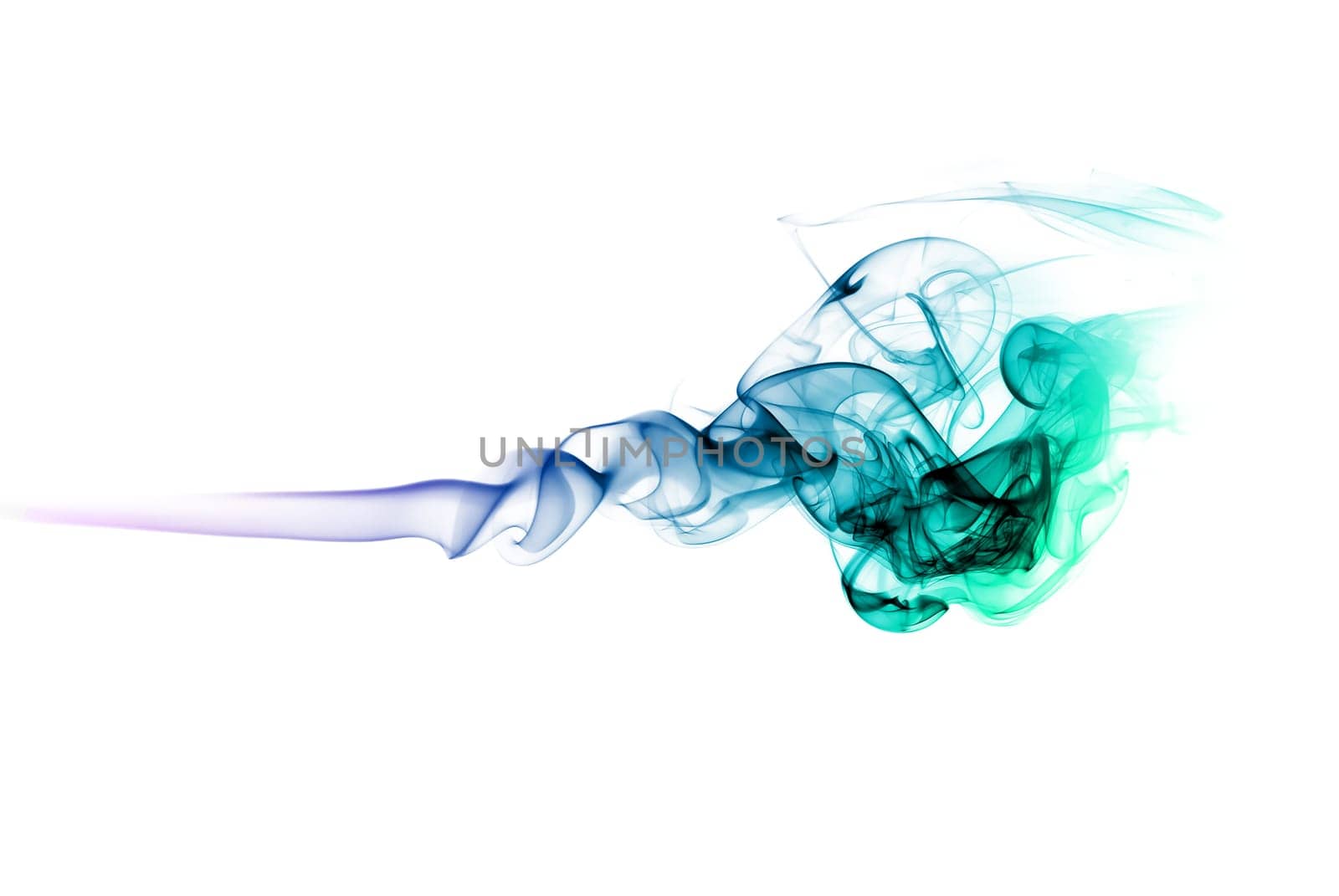Abstract bright colored smoke on a white background.