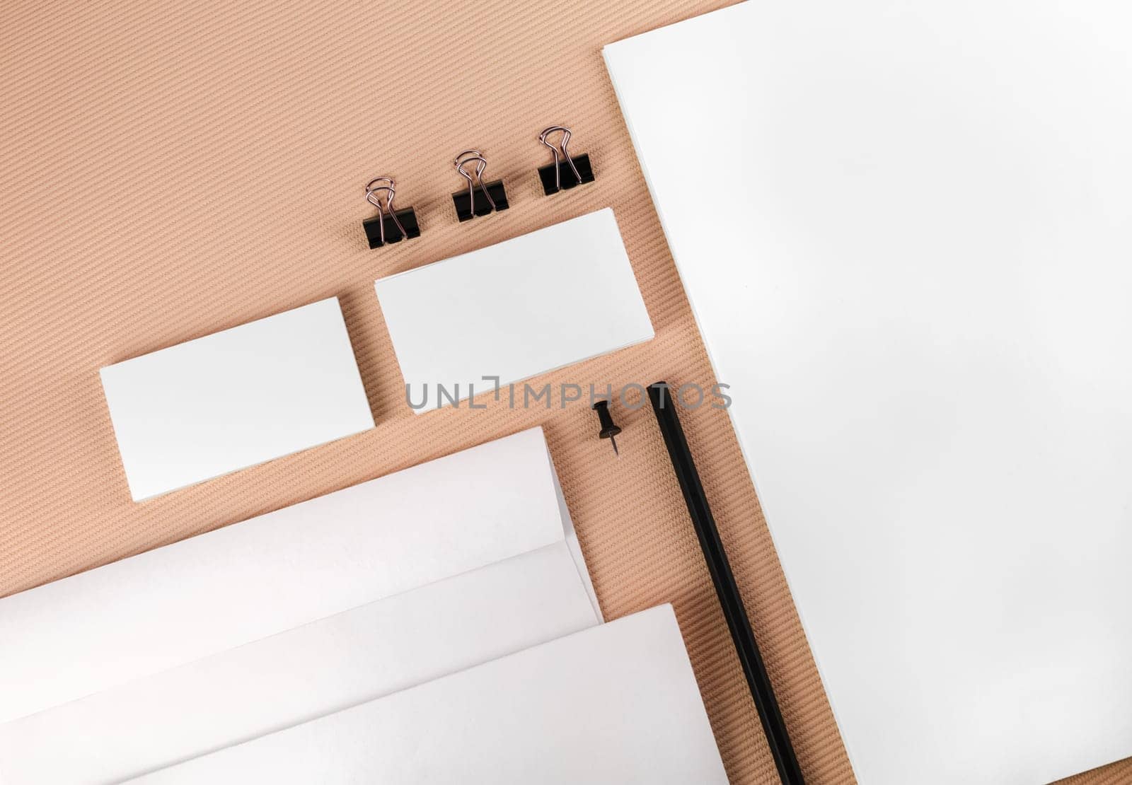 Blank stationery and corporate id template on color background.