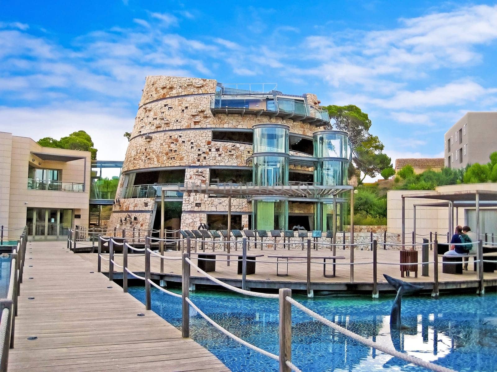 Colònia de Sant Jordi, Spain - September 27, 2010: Visitor center of the  archipelago de Cabrera - Ses Salines. The center shows and informs about animals and plants of the national park of Cabrera in the south of the isle of Majorca