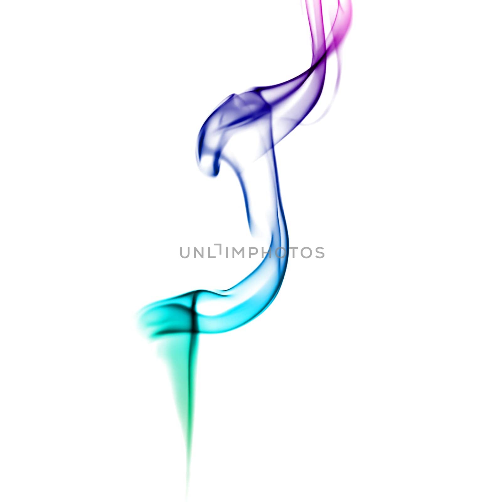 Abstract bright colored smoke on a white background.