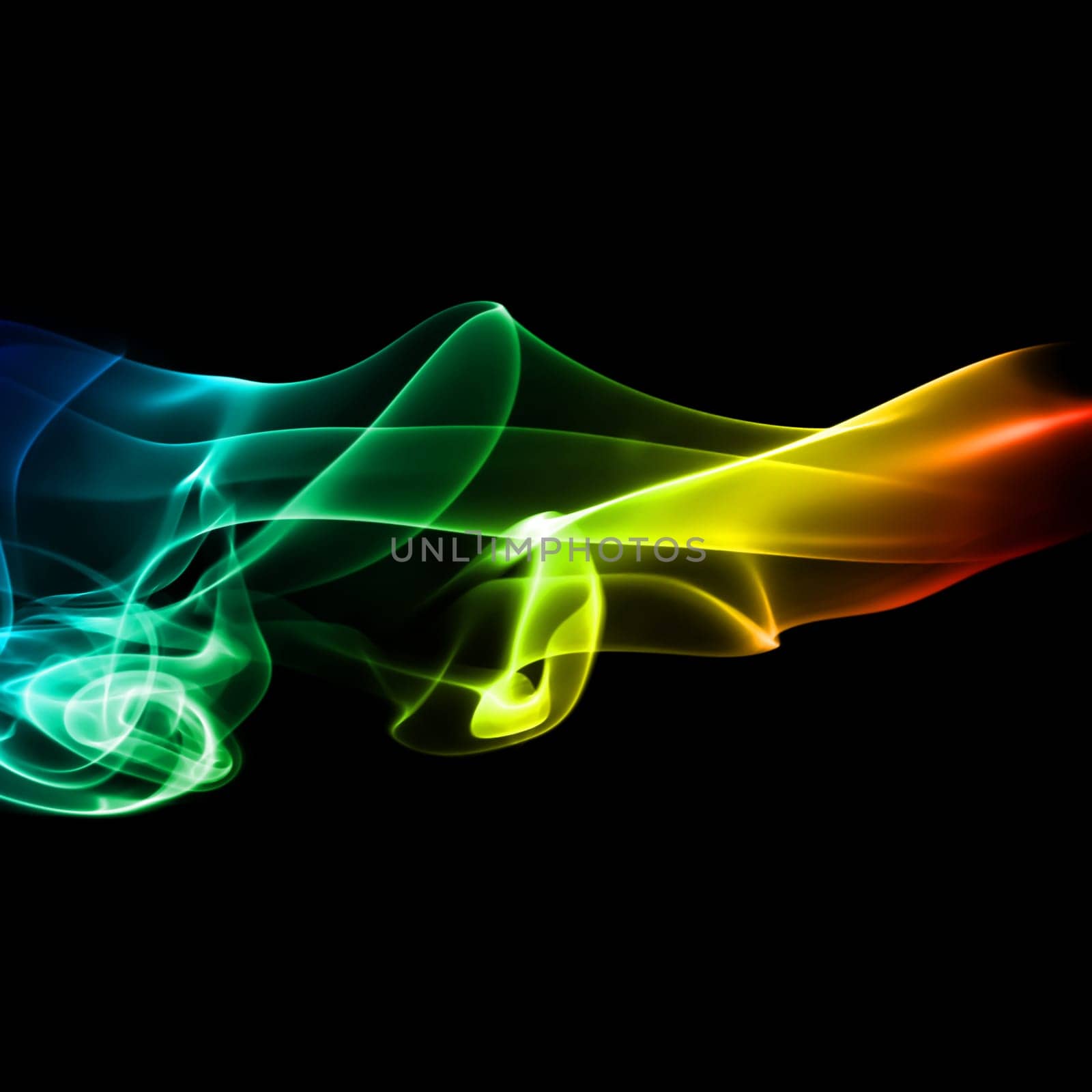 Abstract bright colored smoke on a dark background.