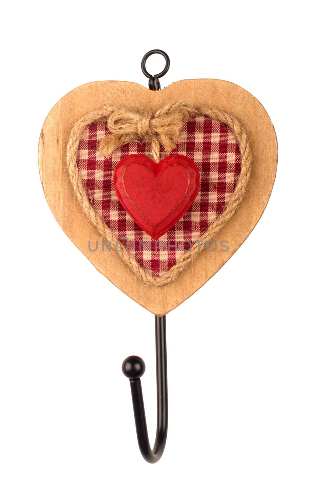 Heart shaped hanger isolated on white background