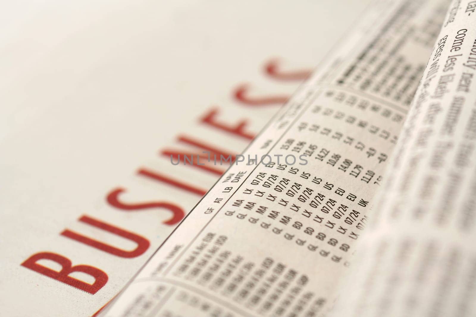 business section of a generic newspaper