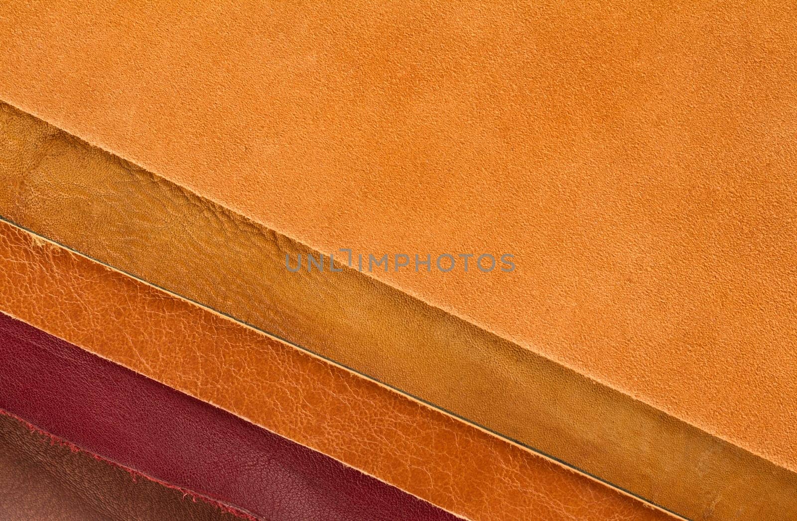 Close up of different leathers and colors