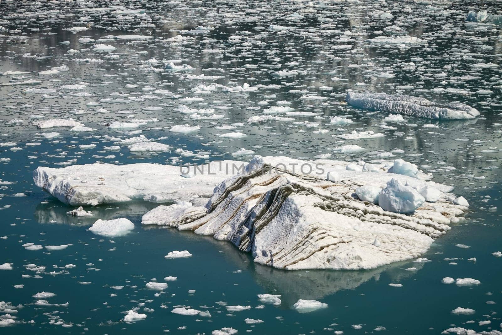 Big Iceberg Floating in Close Hubbard Glacier in Alaska.