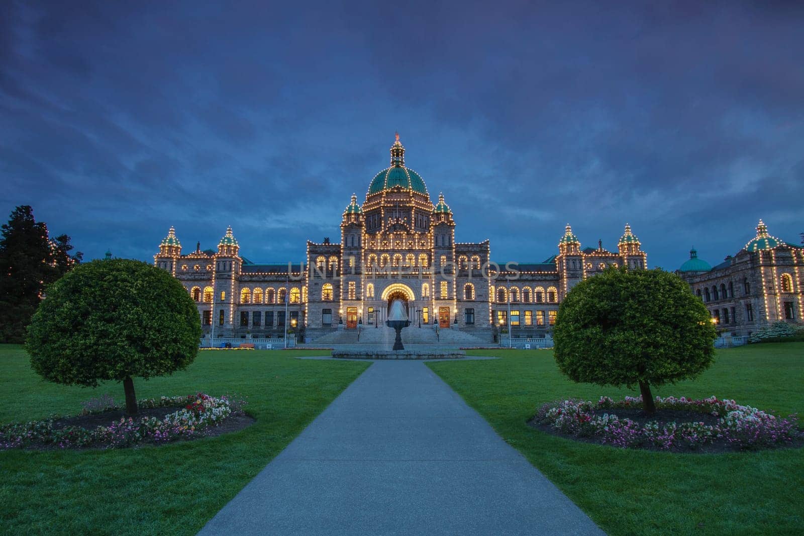 Evening View of Government House in Victoria BC in Canada Using Long Exposure.