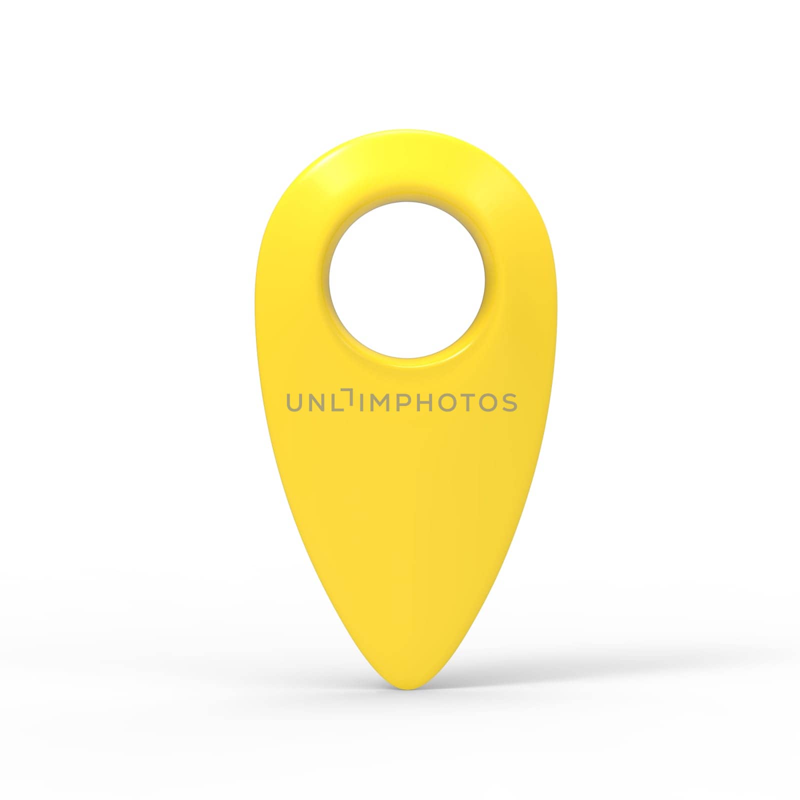 3d rendering yellow map pointer icon isolated with white