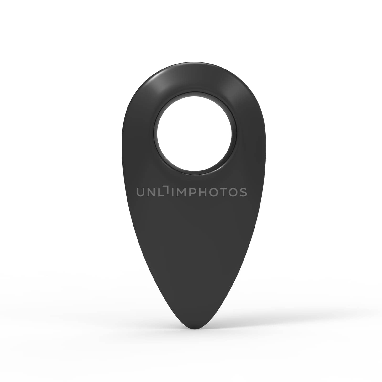 3d rendering black map pointer icon isolated with white