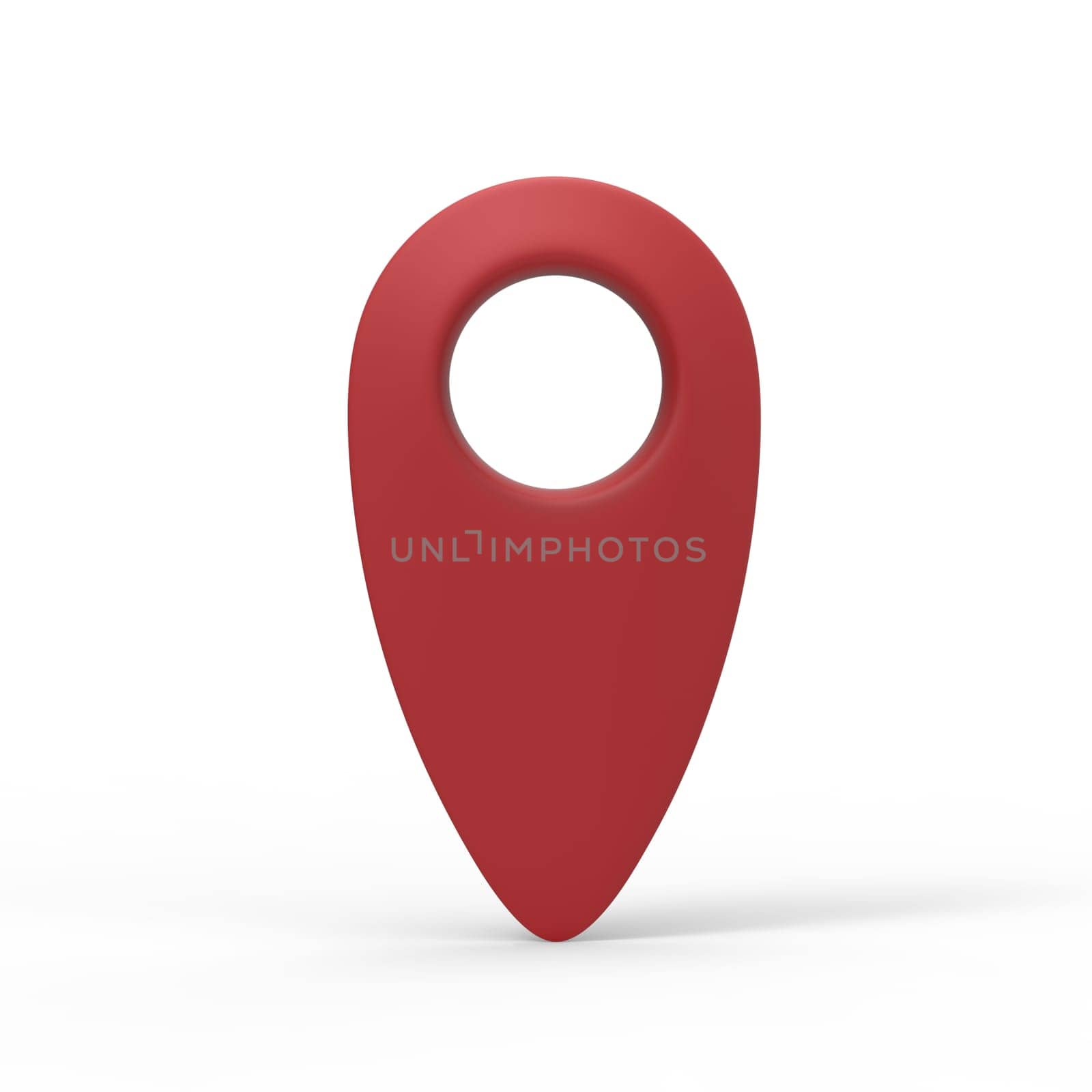 3d rendering red map pointer icon isolated with white