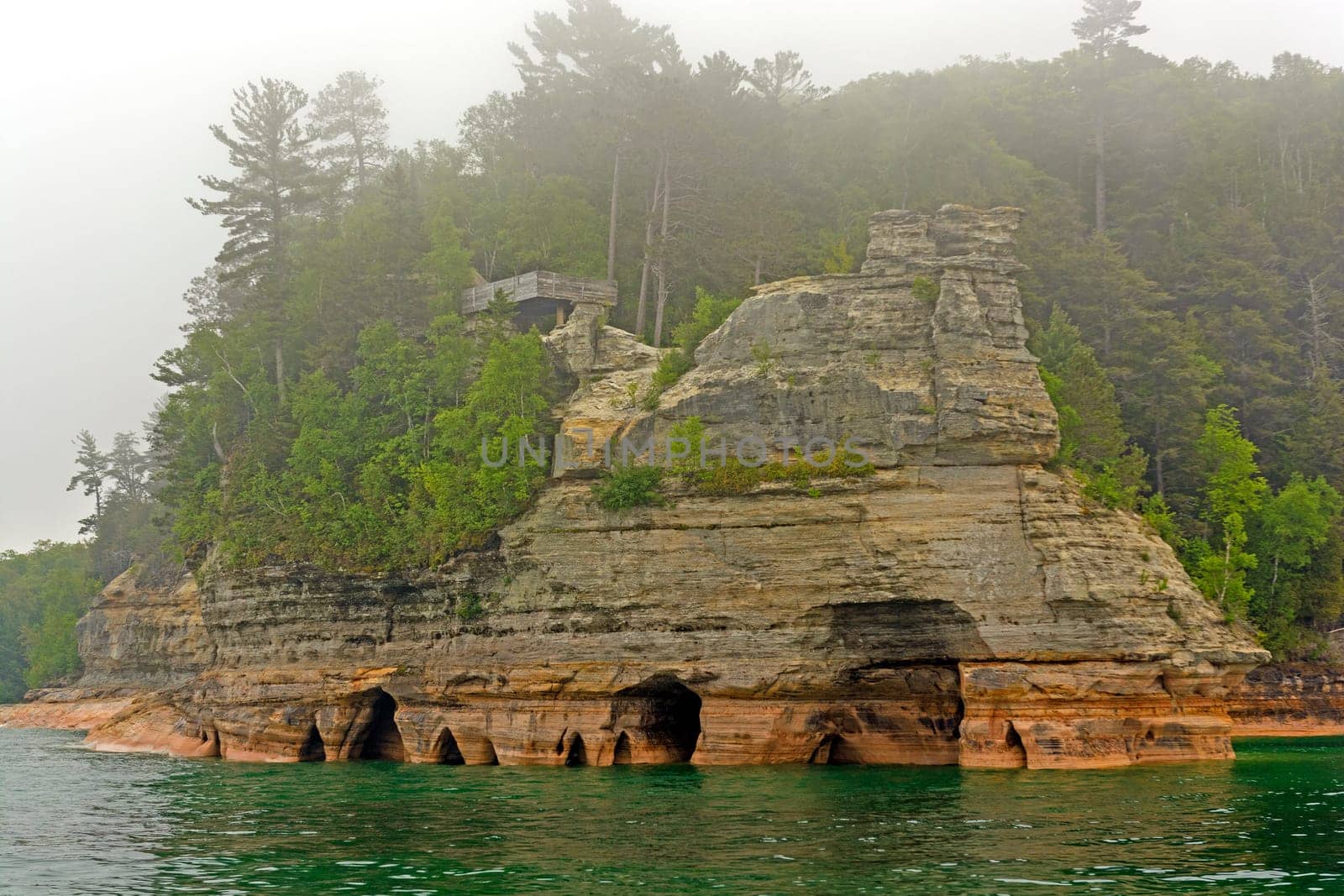 Fog and Mist on a Miner's Point on Pictured Rocks National Lakeshore in Upper Michigan