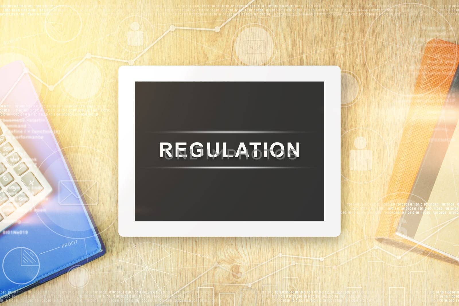 regulation word on tablet with soft light vintage effect