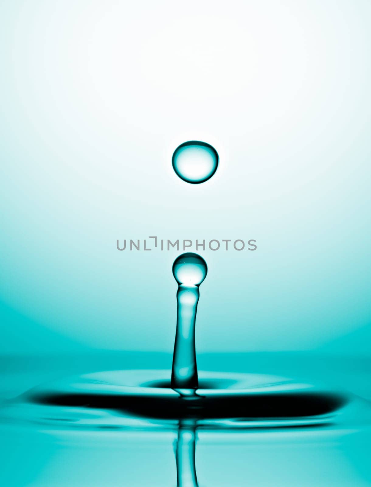 Water Drop Macro, Cyan Background