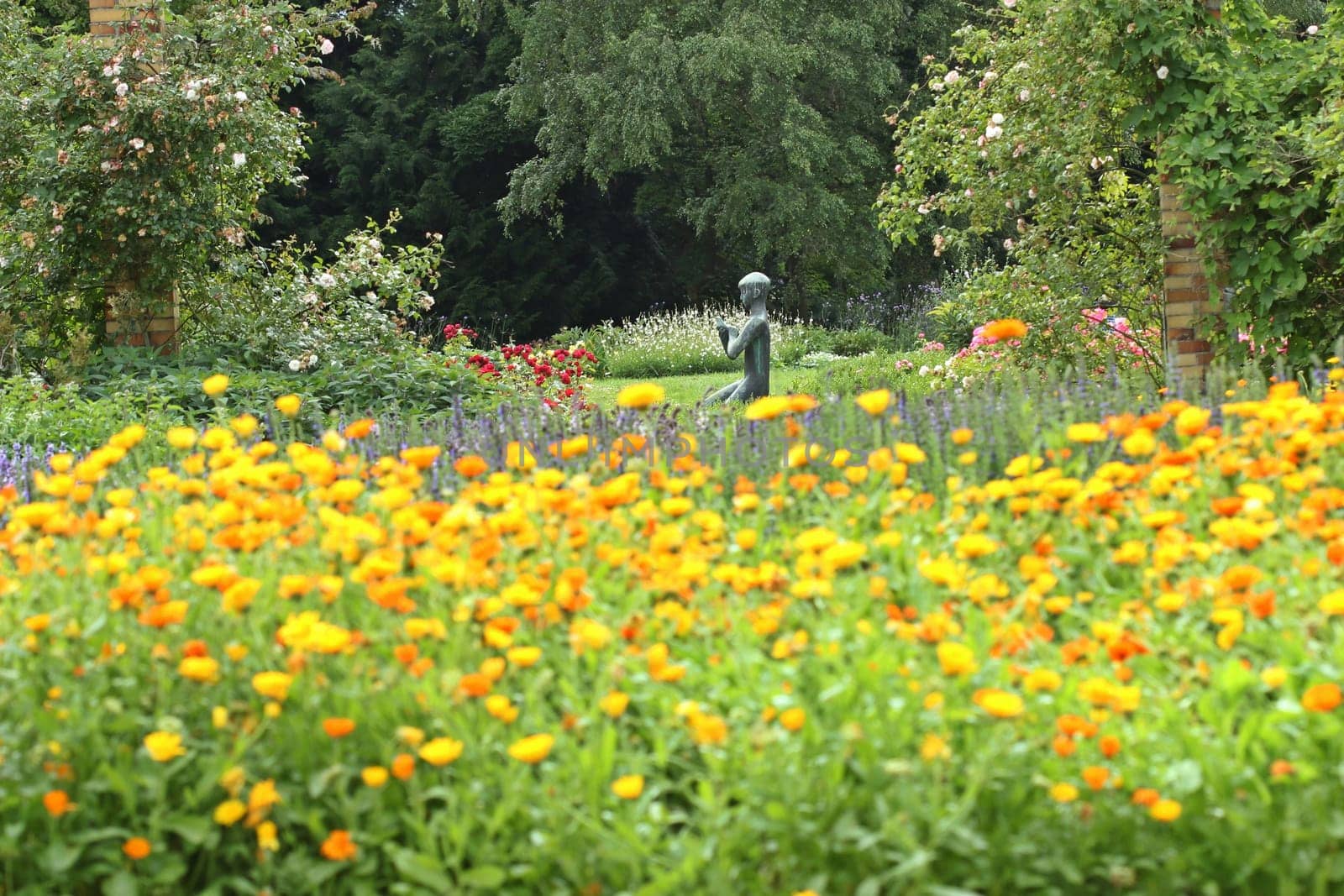 "Youth with dove"" in the Botanical Garden Kassel"