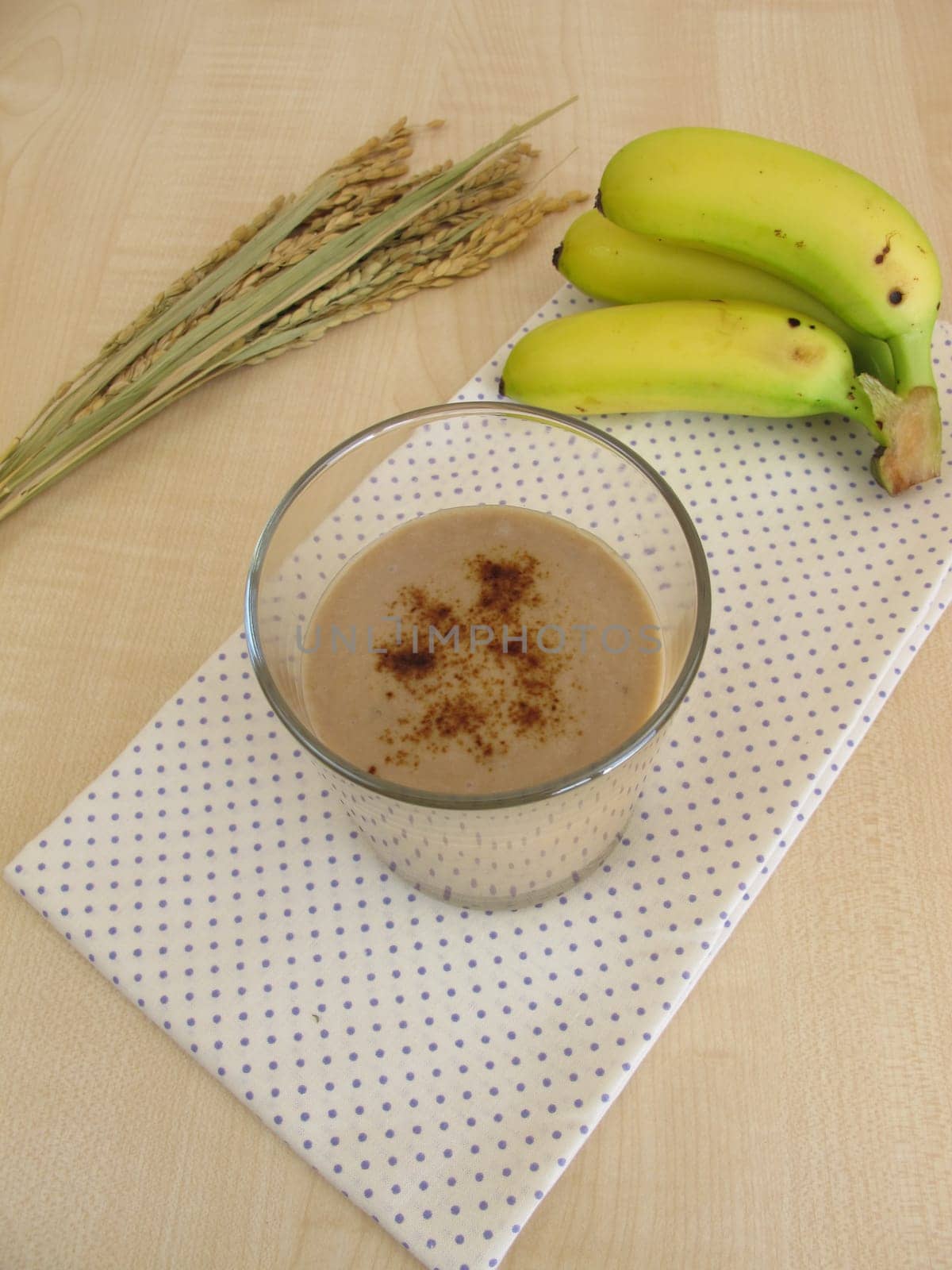 Homemade coffee smoothie with rice milk and banana