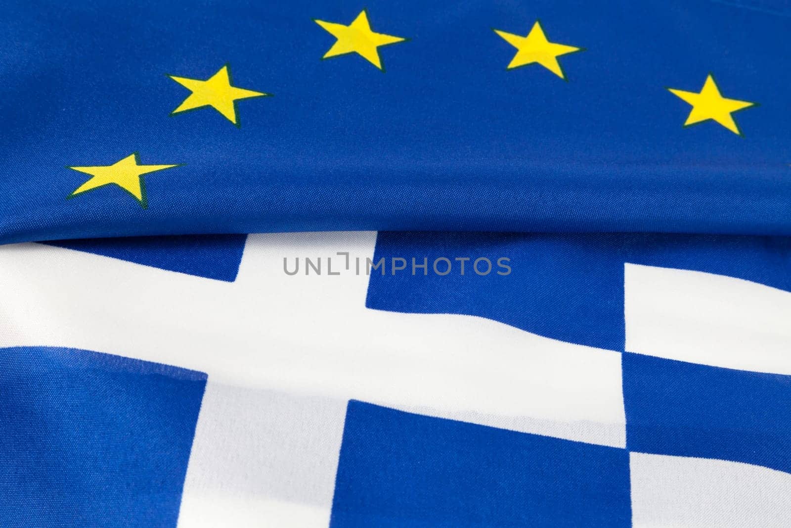Greek and EU flag