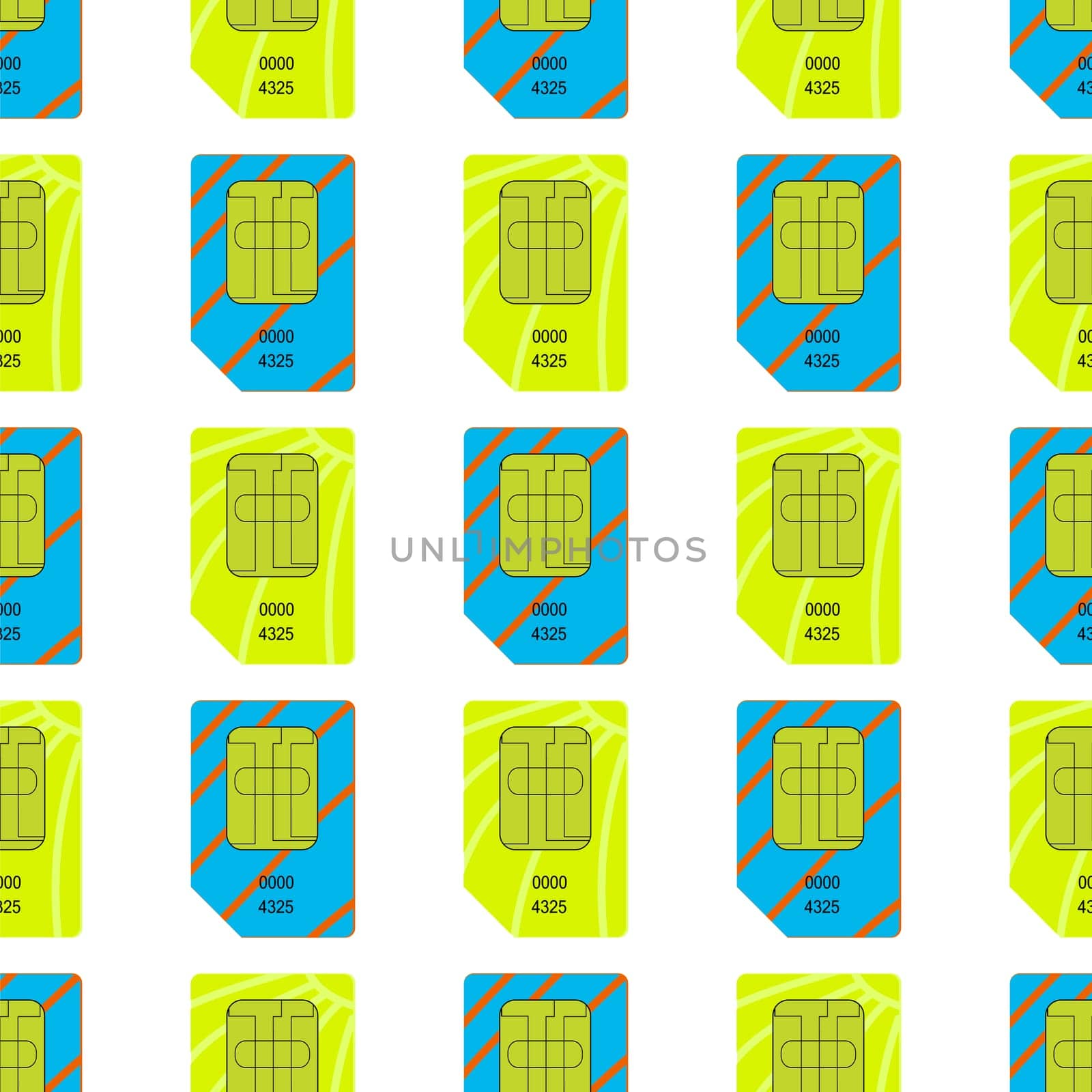 SIM Cards Seamless Pattern on White Background.