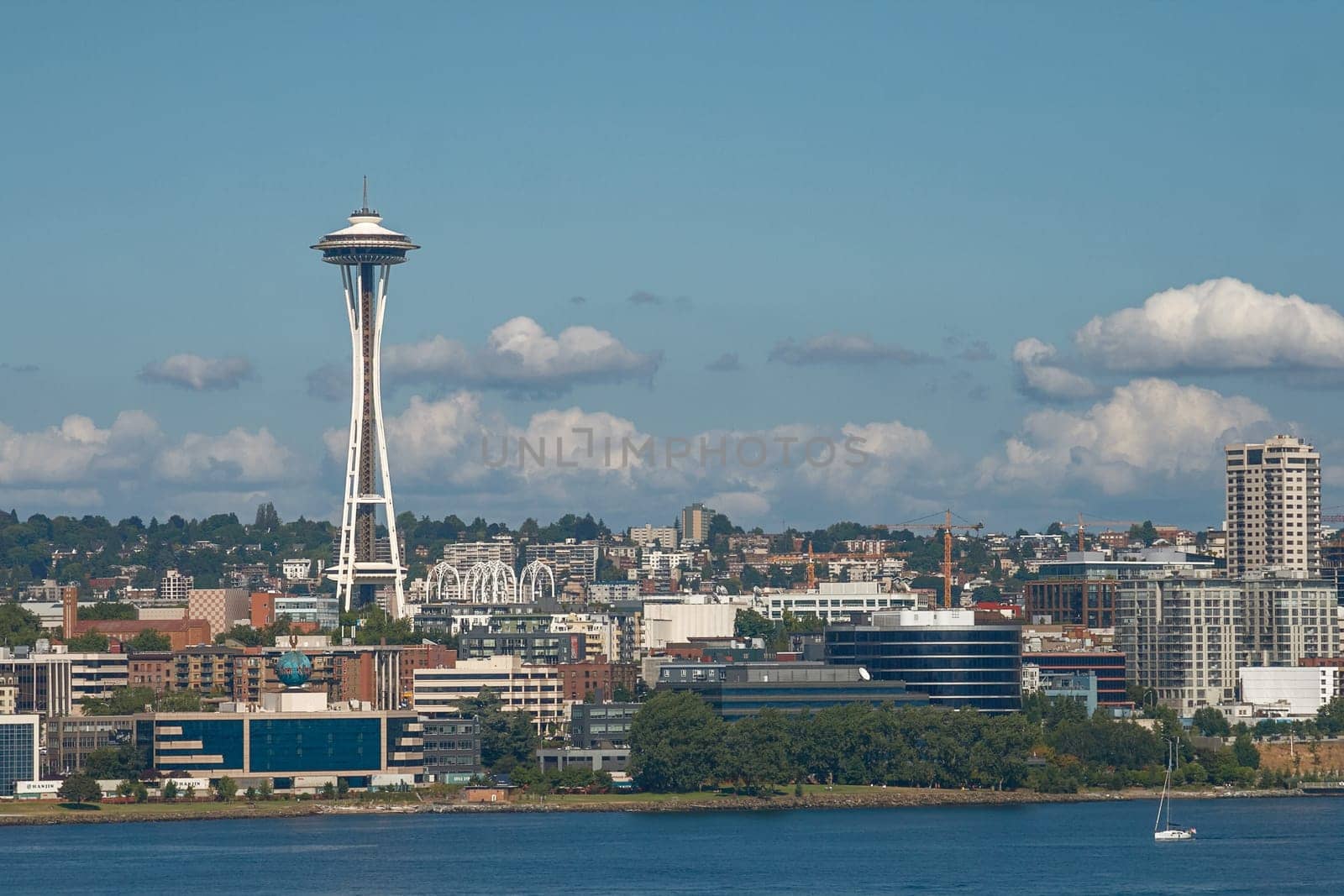 Skyline of Seattle and Space Needle Tower in Washington, United States.