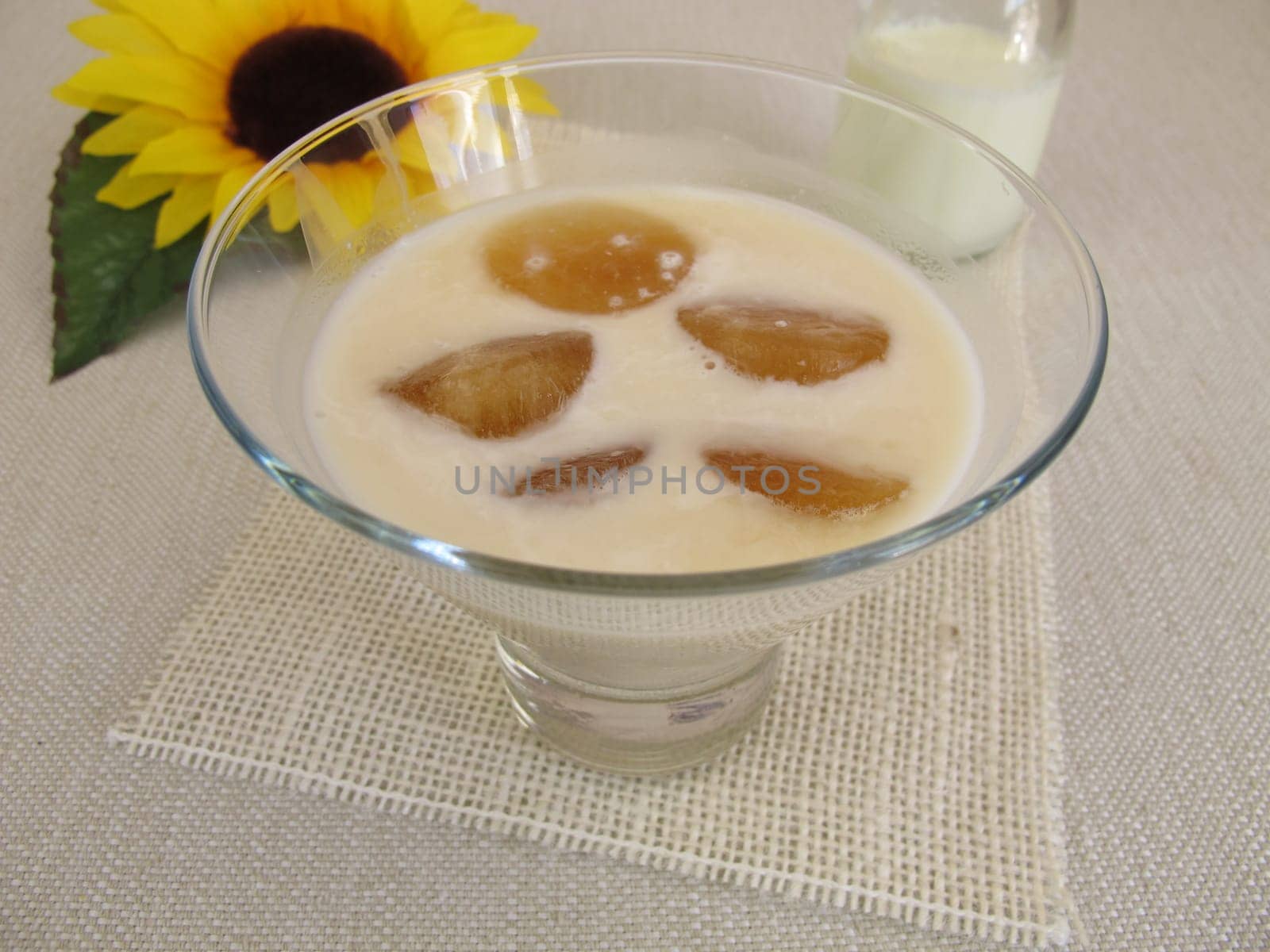 Coffee ice cubes in milk