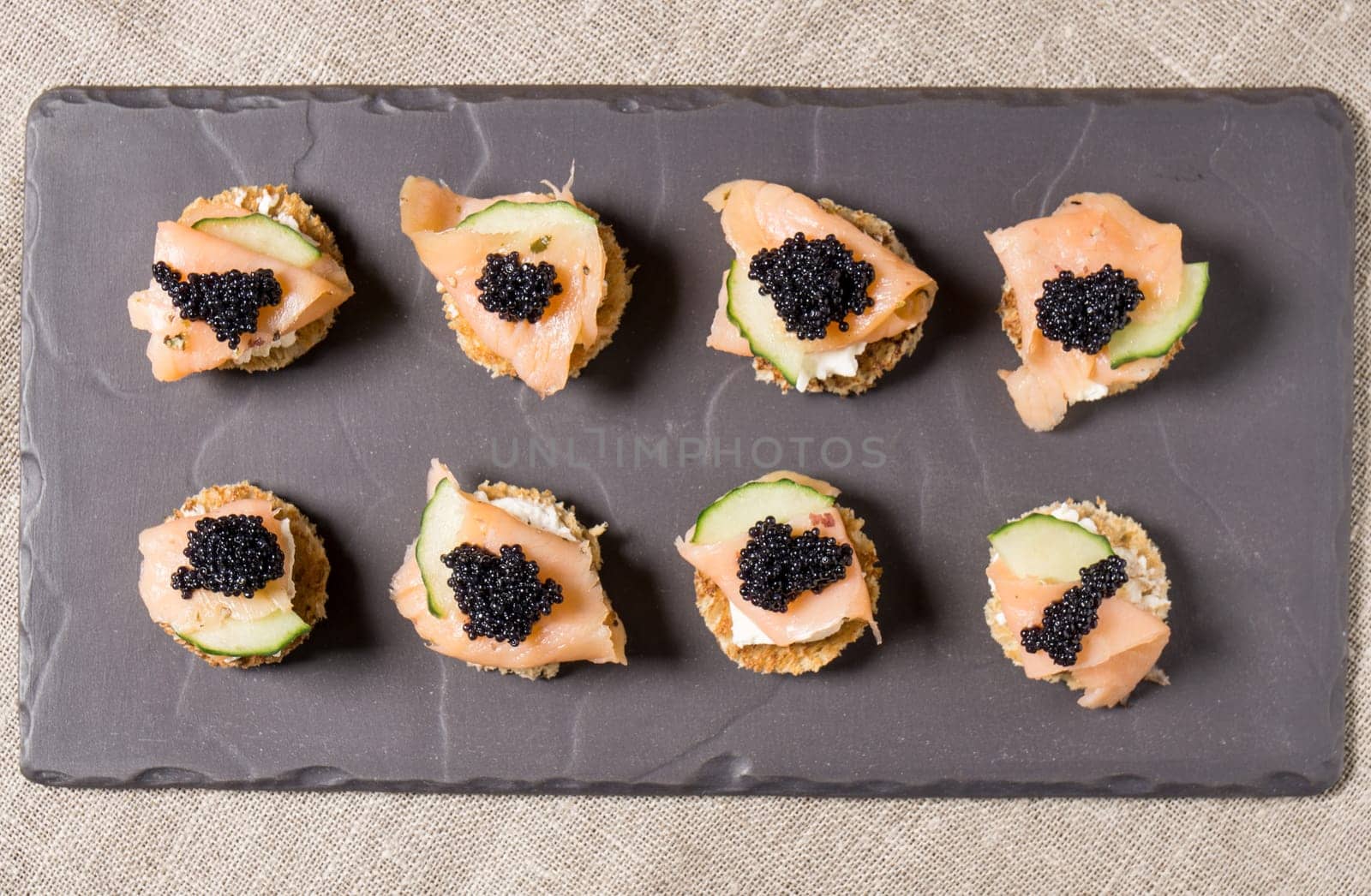 Smoked Salmon Appetizer with Cream Cheese and Caviar
