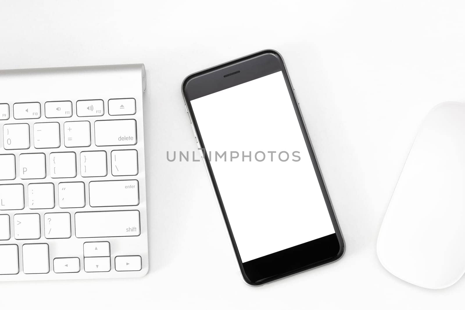 phone blank screen on white work table