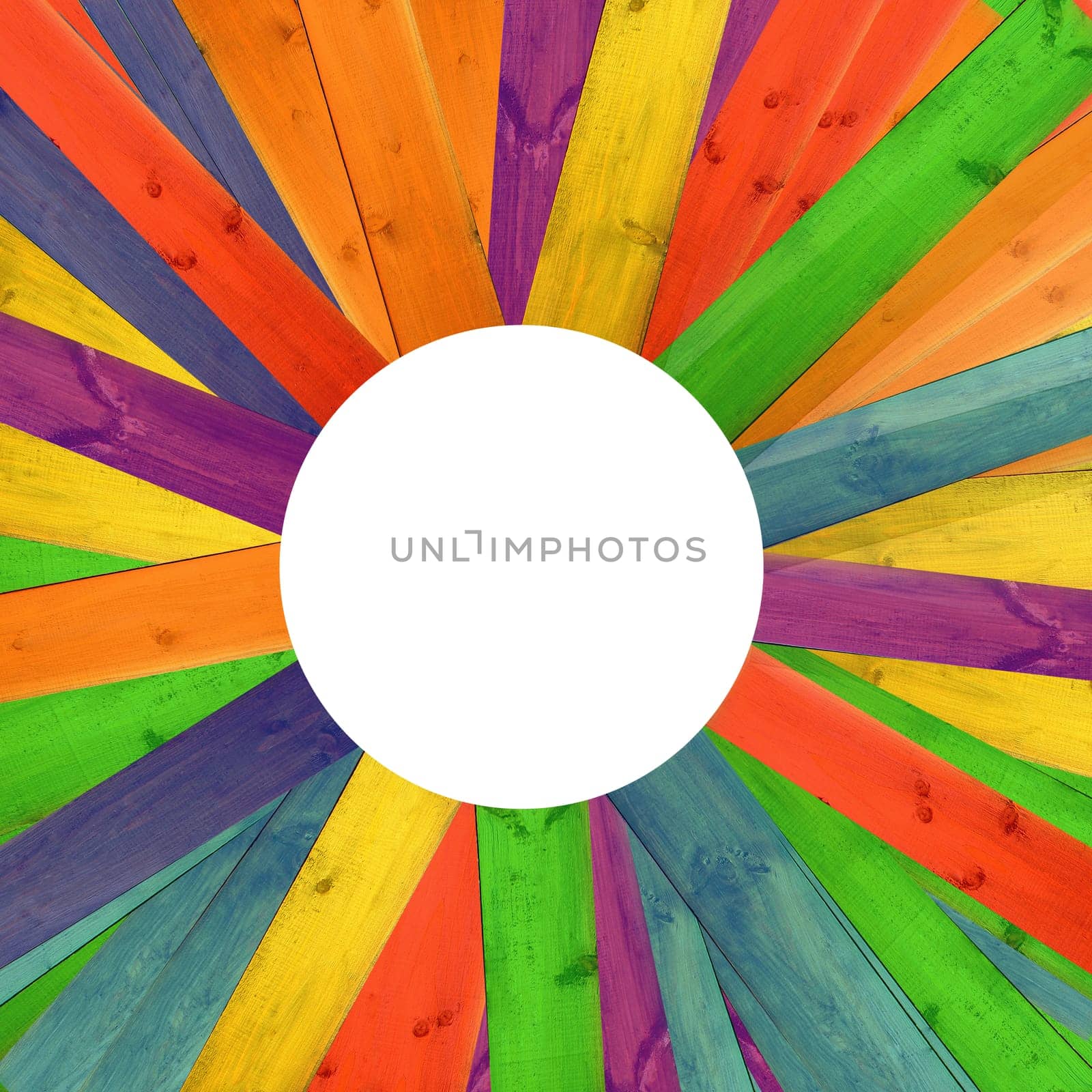 multicolored bright wooden boards like beams with empty white centre