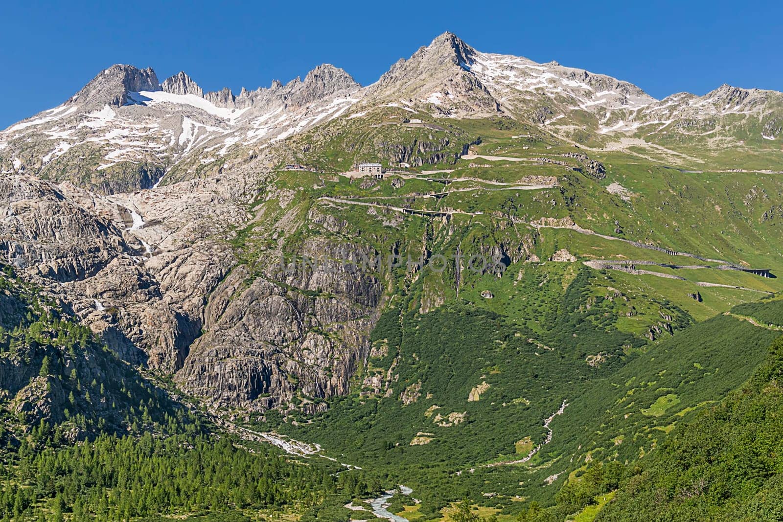 Furka frontal and the pitiful remains of the Rhone glacier