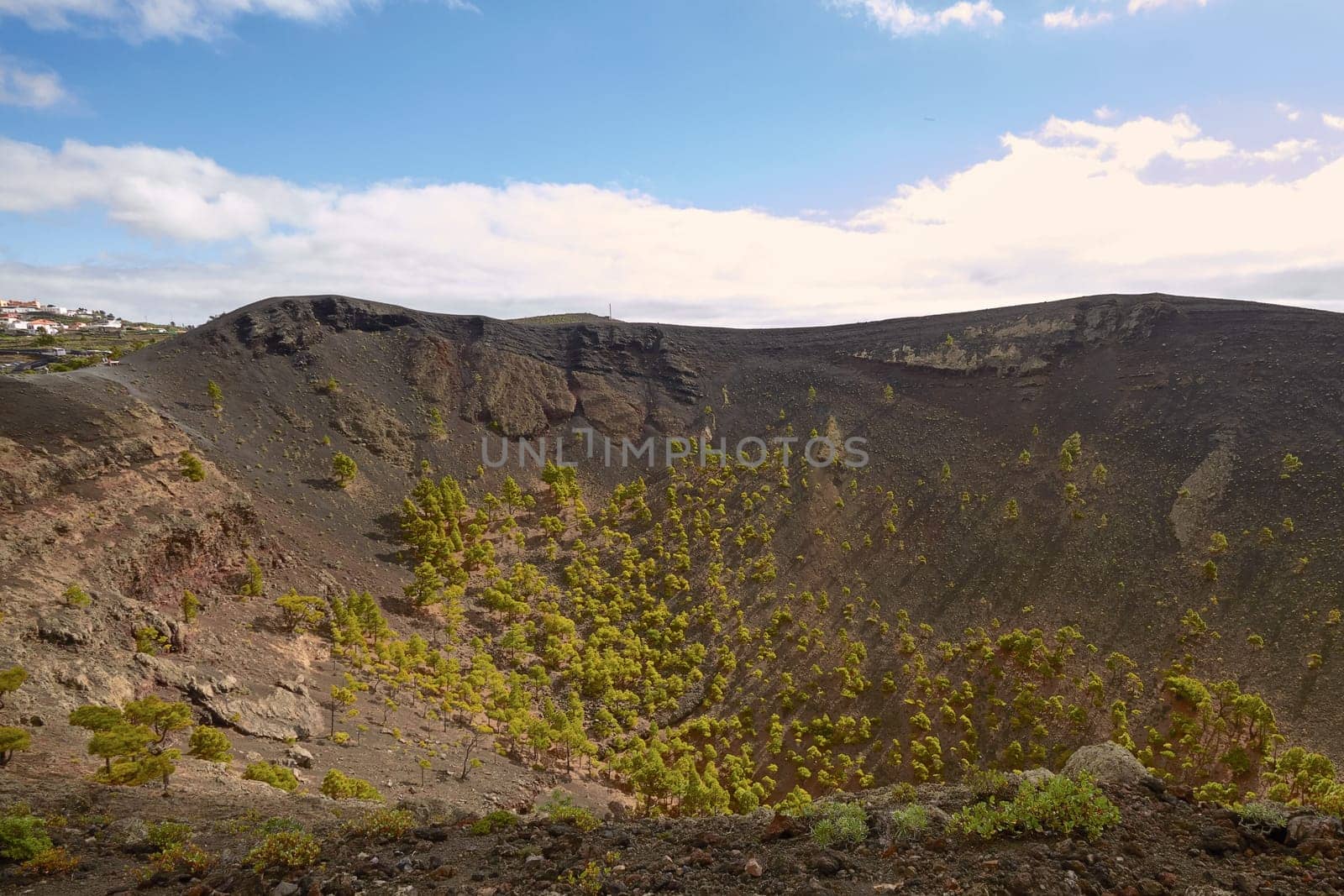 Crater of Volcano San Antonio in Las Palmas at Canary Islands.