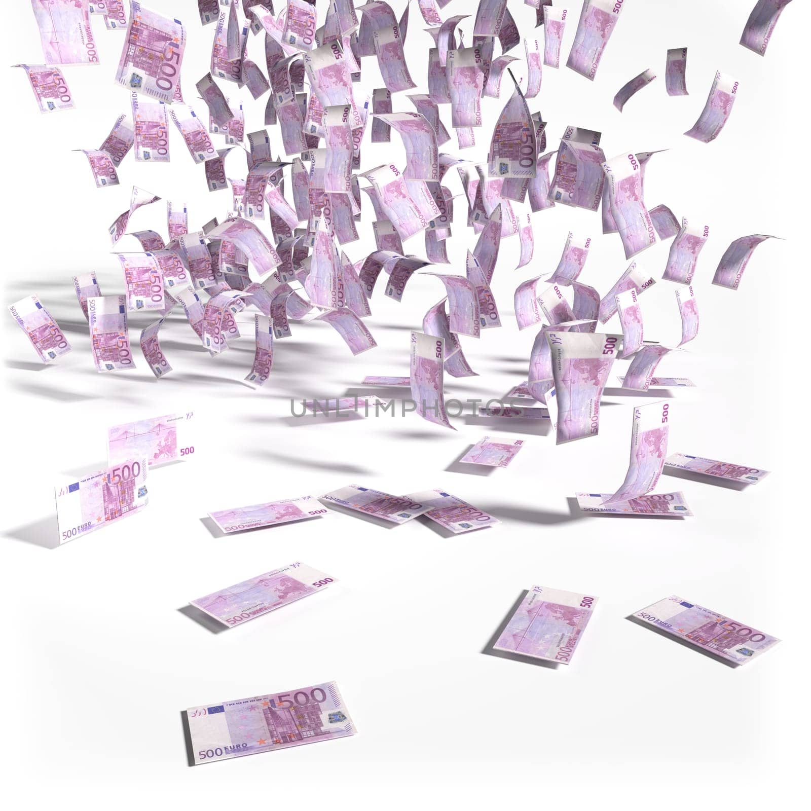 Rain of money from 500 euro notes