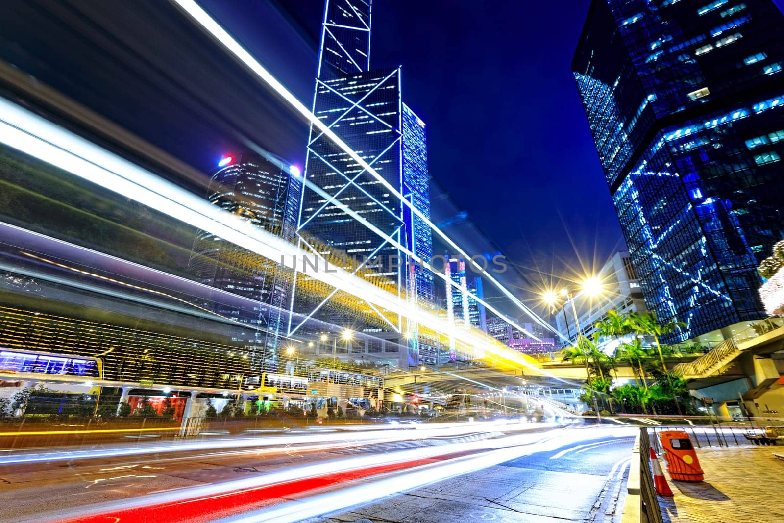 night traffic in the hong kong city