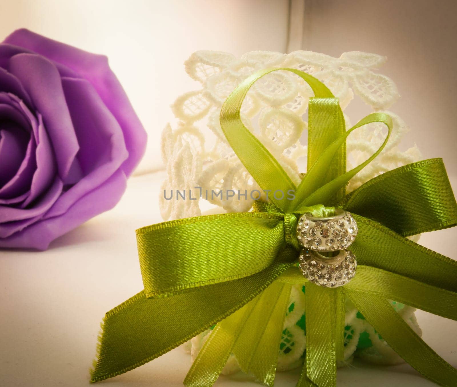 Violet and green wedding. Decoration for wedding party