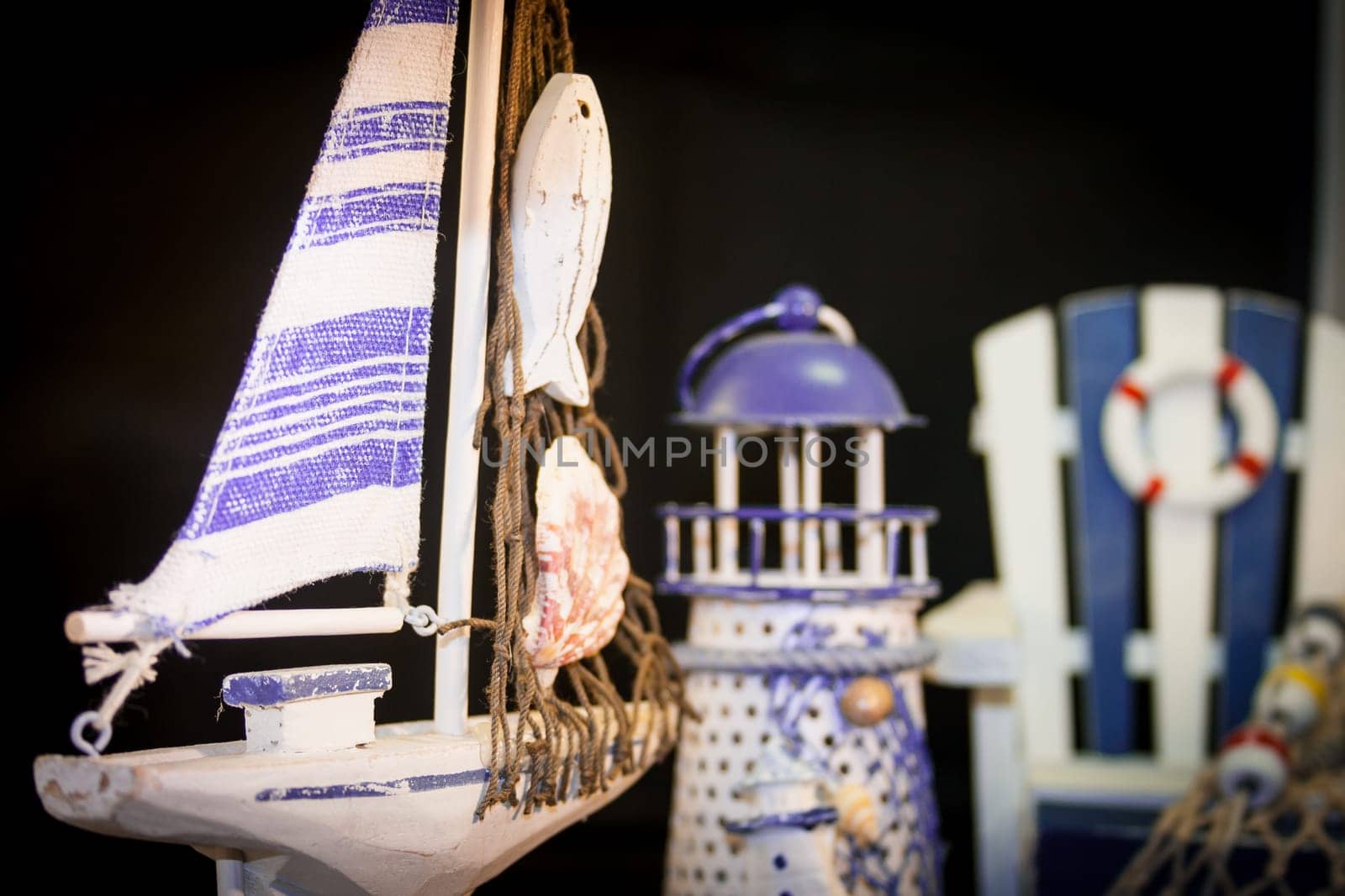 Marine wedding. Decoration for wedding party .