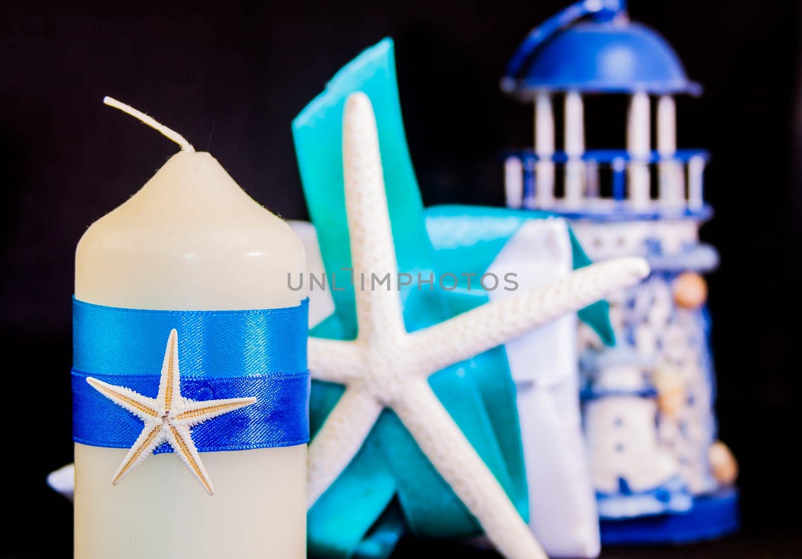 Marine wedding. Decoration for wedding party .