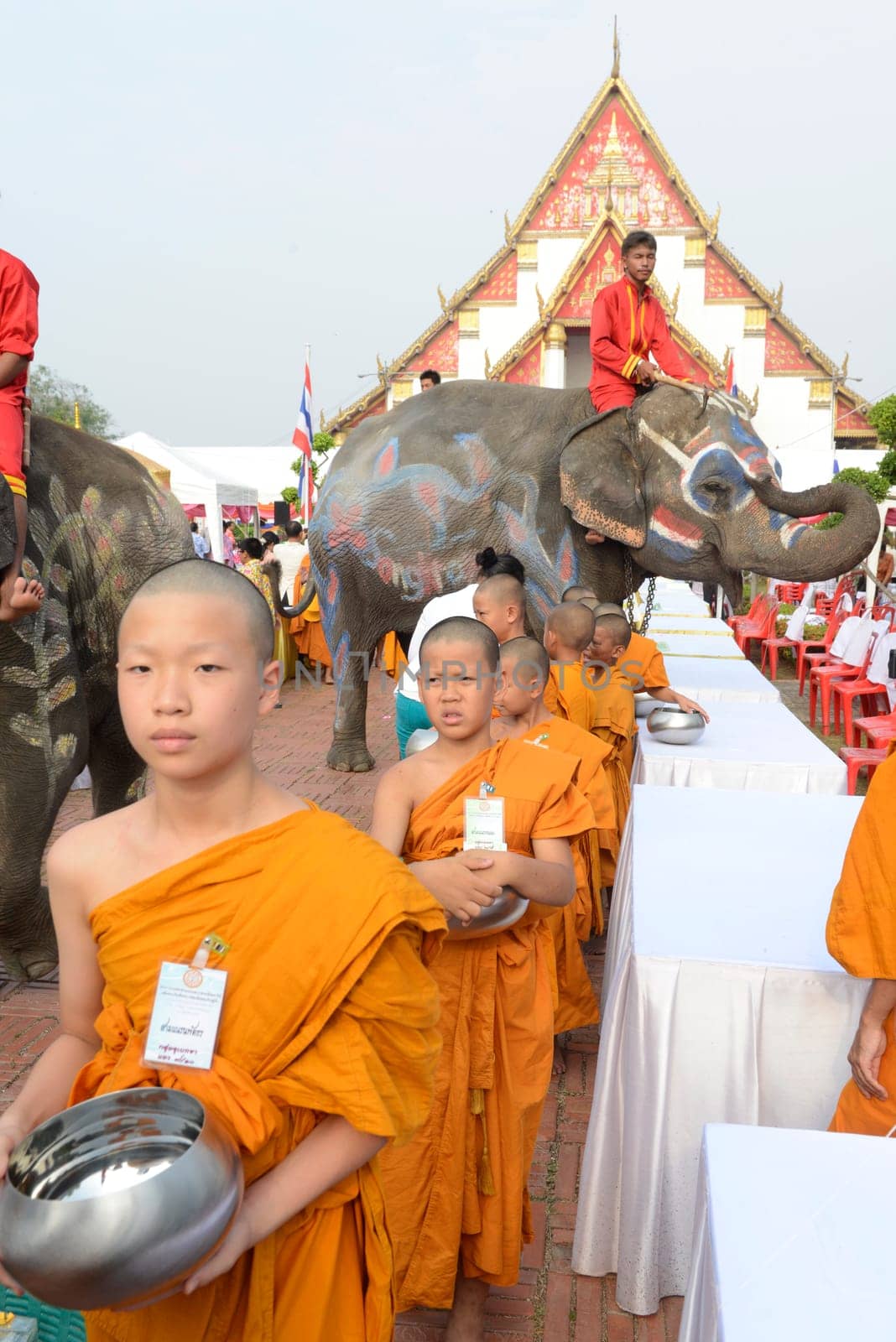 The Thai New Year or Songkran Festival or Water festival in the city of Ayutthaya north of Bangkok in Thailand in Southeastasia.