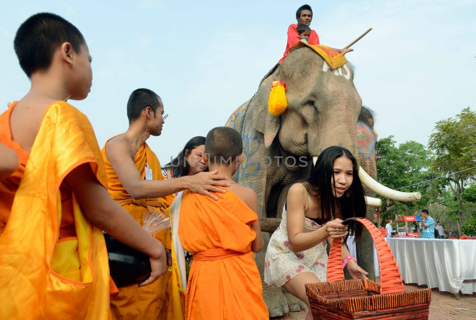 The Thai New Year or Songkran Festival or Water festival in the city of Ayutthaya north of Bangkok in Thailand in Southeastasia.