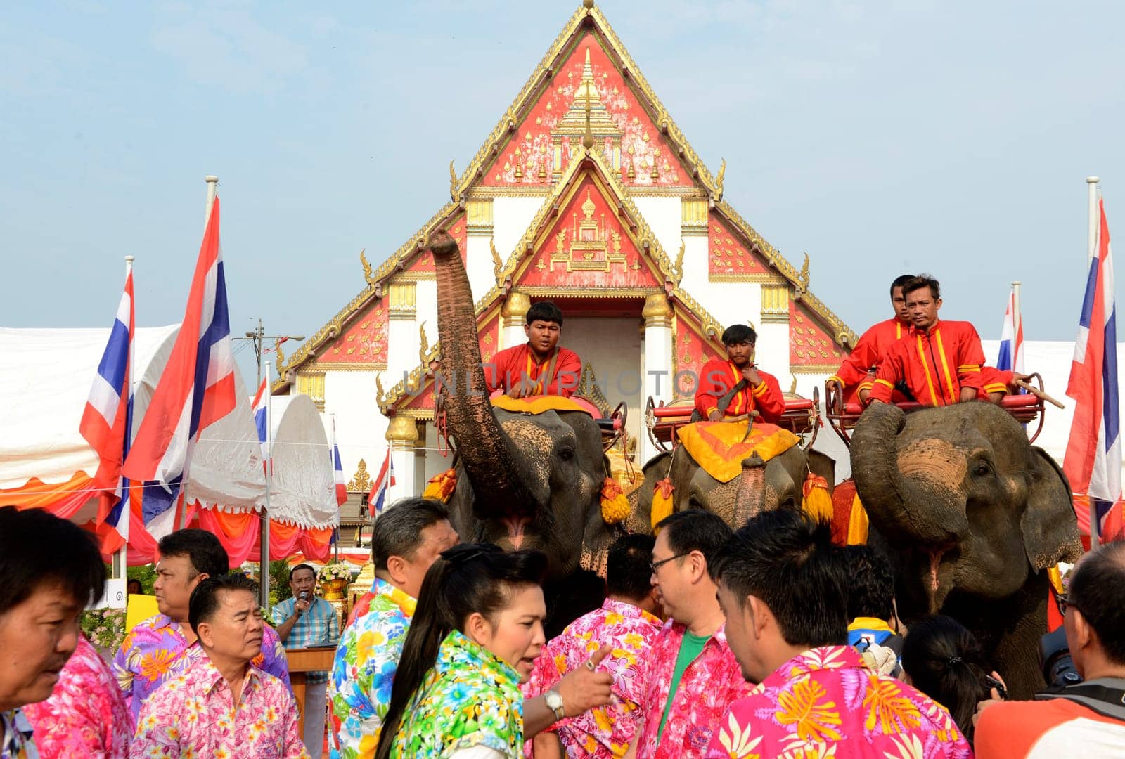 The Thai New Year or Songkran Festival or Water festival in the city of Ayutthaya north of Bangkok in Thailand in Southeastasia.