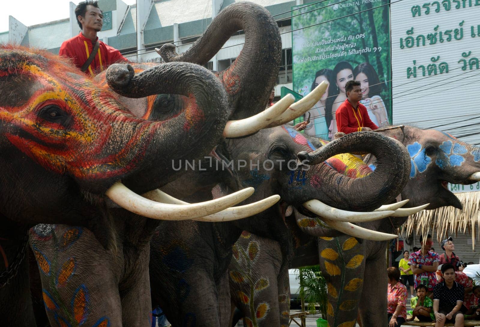 The Thai New Year or Songkran Festival or Water festival in the city of Ayutthaya north of Bangkok in Thailand in Southeastasia.