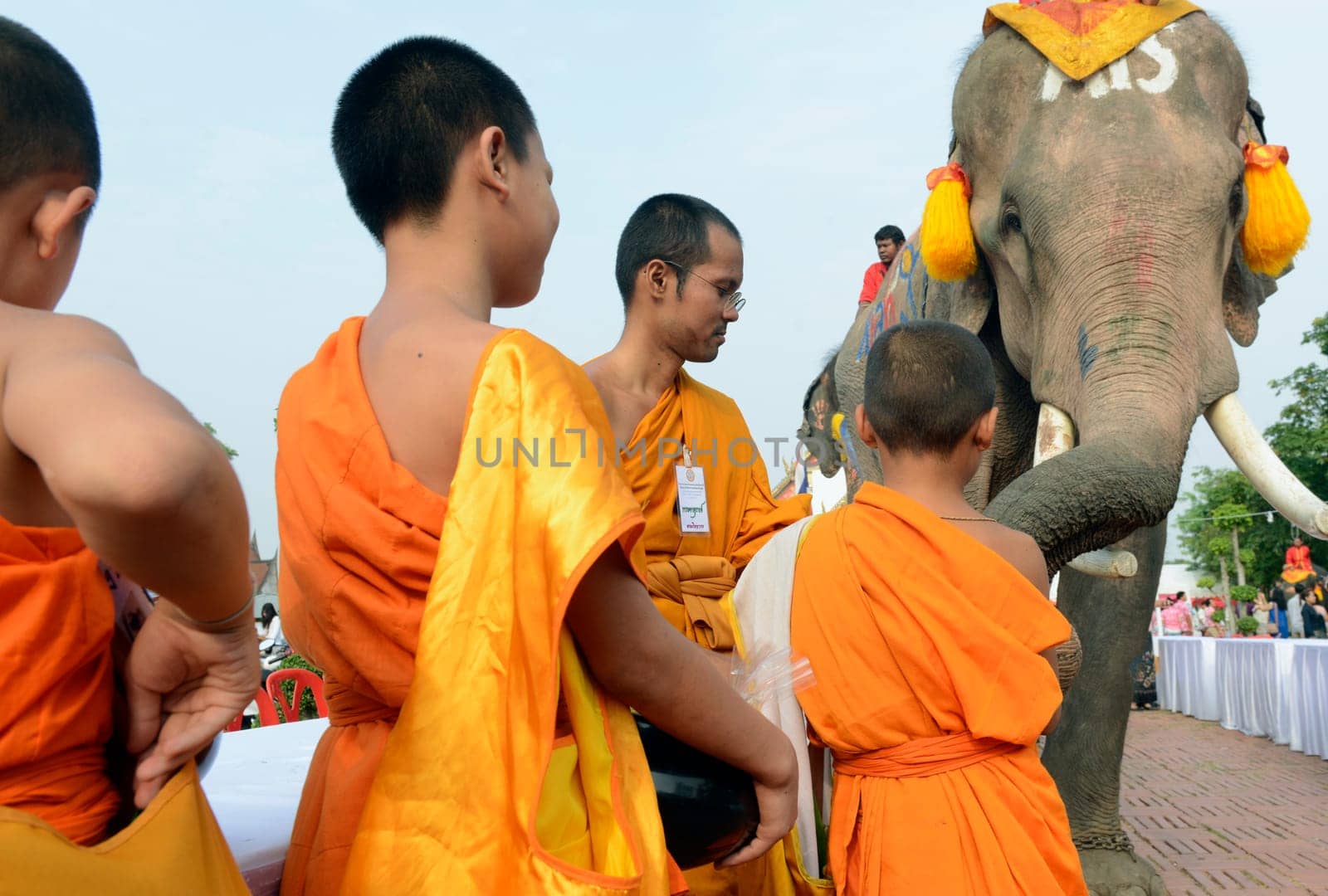 The Thai New Year or Songkran Festival or Water festival in the city of Ayutthaya north of Bangkok in Thailand in Southeastasia.