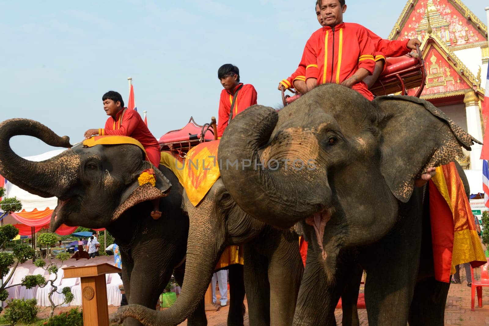 The Thai New Year or Songkran Festival or Water festival in the city of Ayutthaya north of Bangkok in Thailand in Southeastasia.