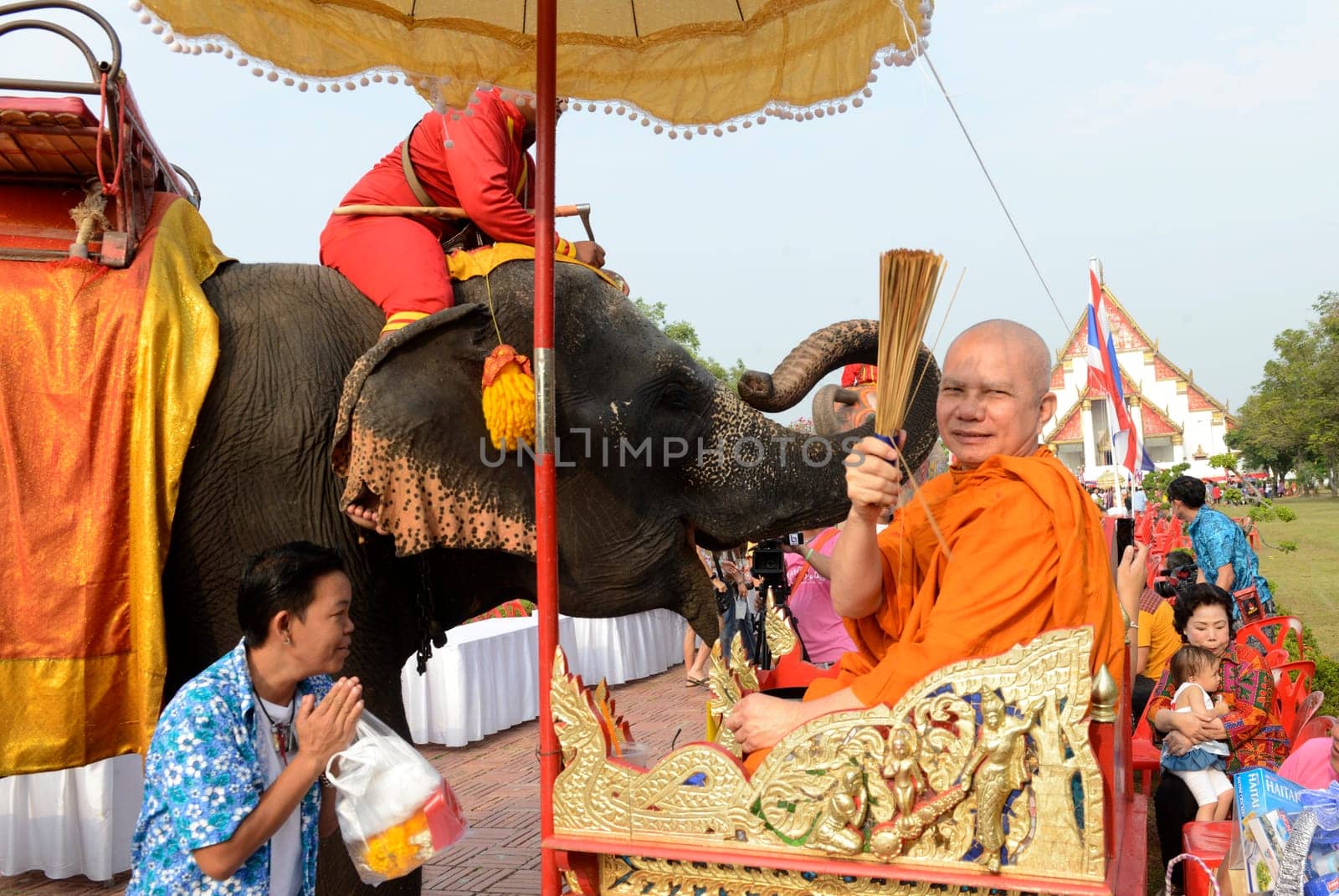 The Thai New Year or Songkran Festival or Water festival in the city of Ayutthaya north of Bangkok in Thailand in Southeastasia.