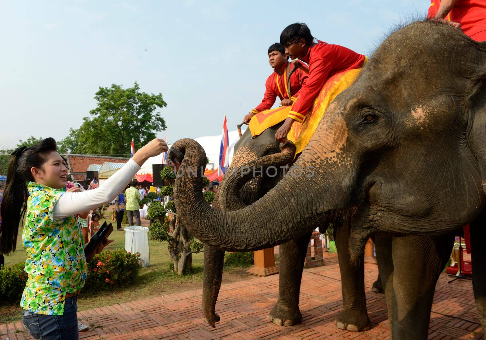 The Thai New Year or Songkran Festival or Water festival in the city of Ayutthaya north of Bangkok in Thailand in Southeastasia.