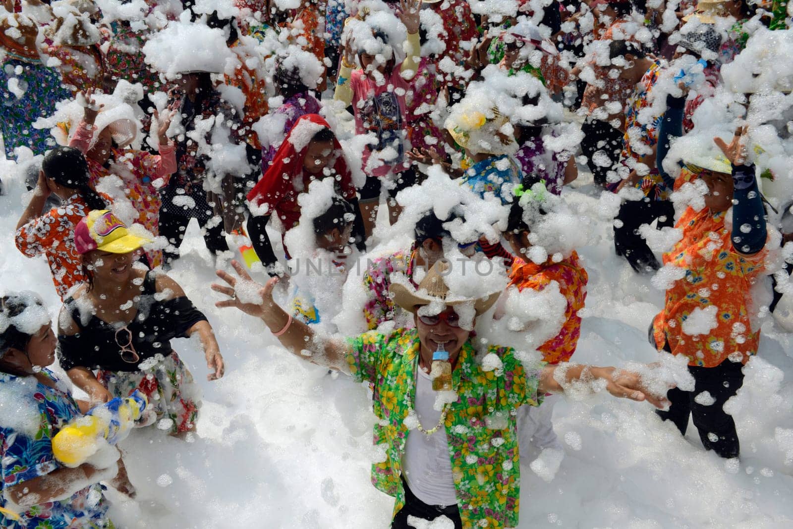 The Thai New Year or Songkran Festival or Water festival in the city of Ayutthaya north of Bangkok in Thailand in Southeastasia.