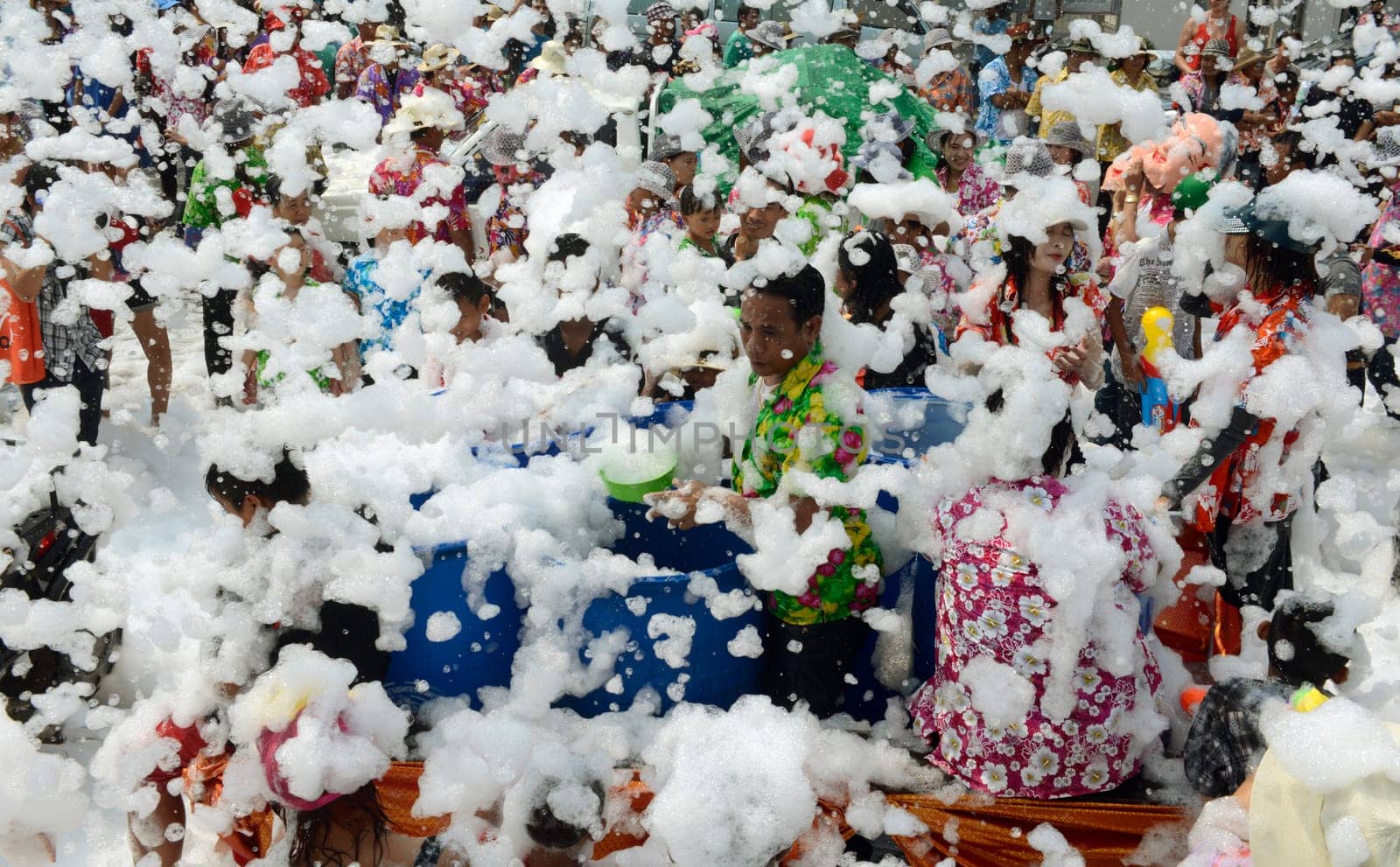 The Thai New Year or Songkran Festival or Water festival in the city of Ayutthaya north of Bangkok in Thailand in Southeastasia.