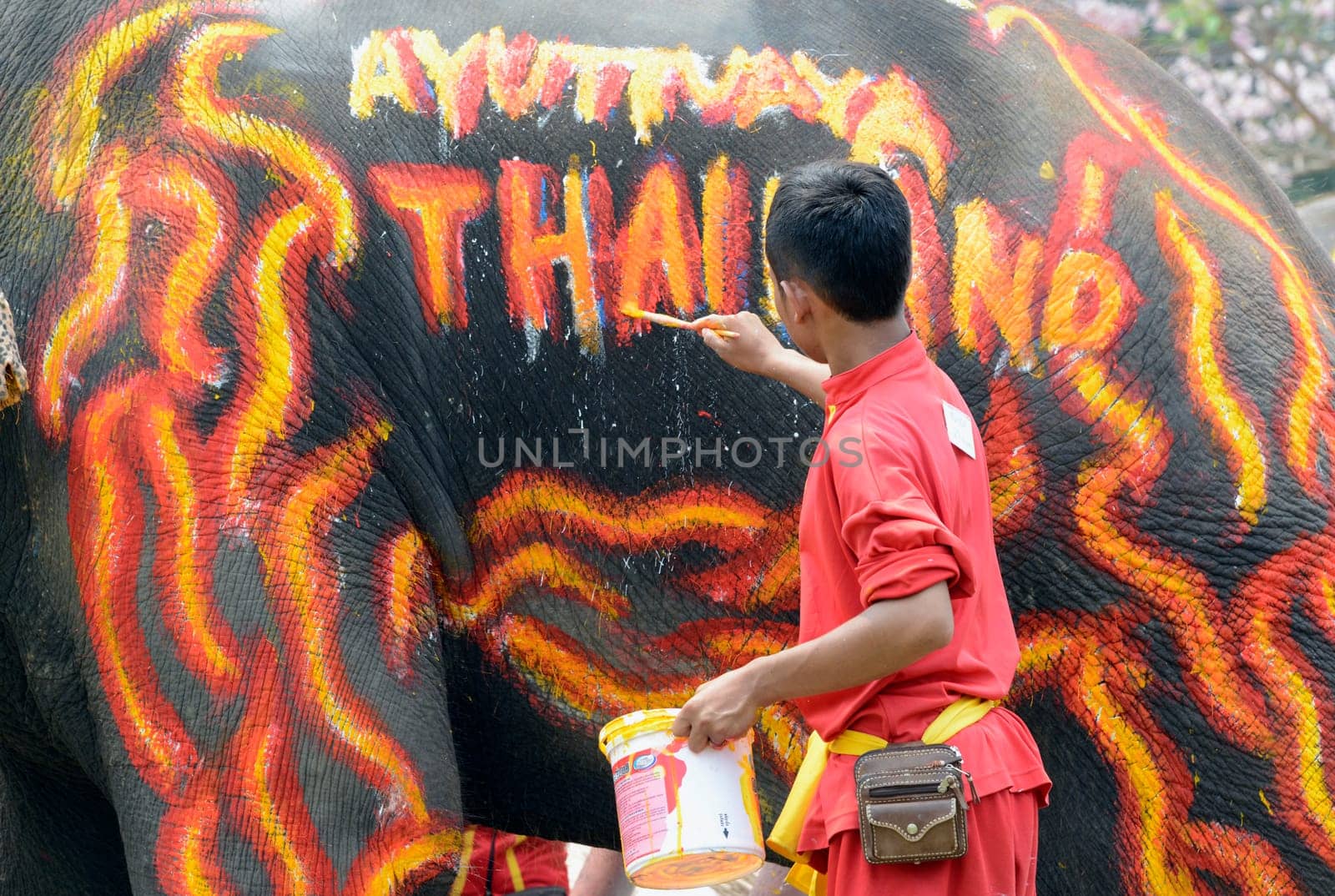 The Thai New Year or Songkran Festival or Water festival in the city of Ayutthaya north of Bangkok in Thailand in Southeastasia.