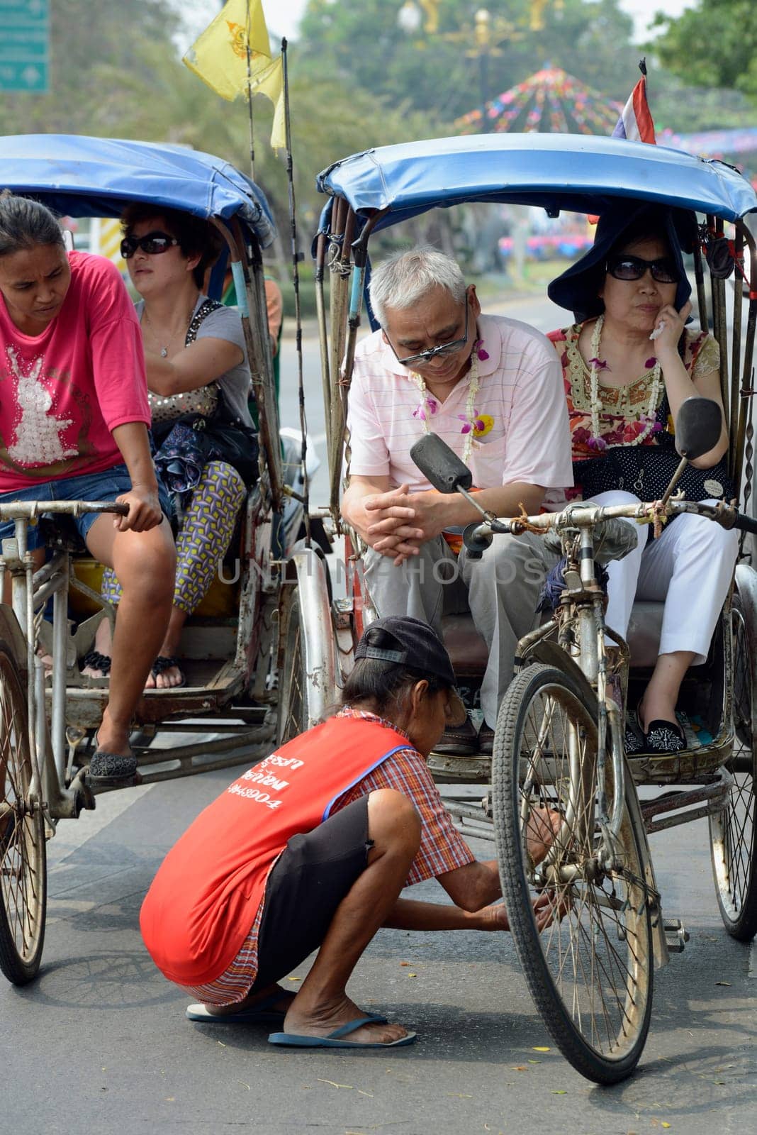 a riksha taxi in the city of Ayutthaya north of Bangkok in Thailand in Southeastasia.